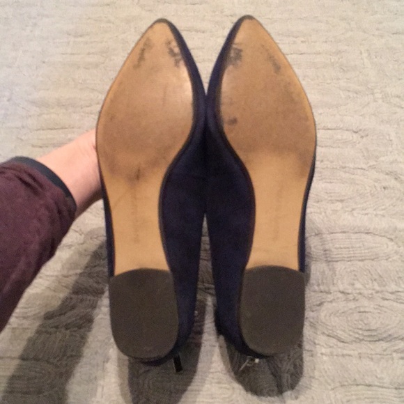 EUC Banana Republic Navy Suede Ankle Strap Flats - Picture 5 of 8